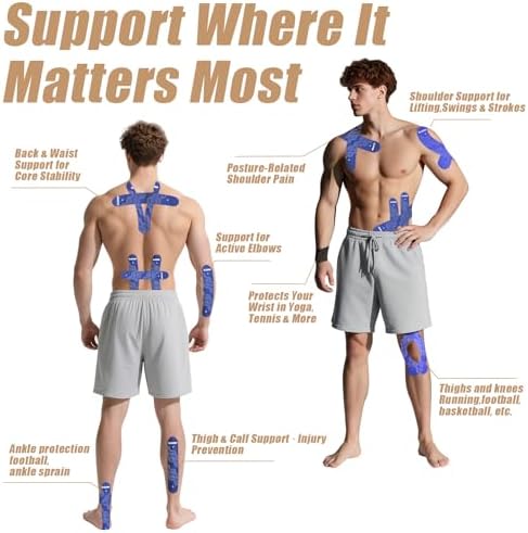 Kinesiology Tape, 40 Count Precut Strips 2 Rolls Original Cotton Tape - Image 4