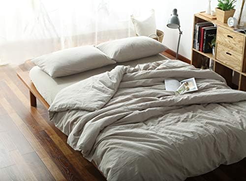 F.Y.Dreams 100% Washed Cotton Duvet Cover for Weighted Blanket 48x72 inches with 16 Ties, Zipper on Long Side/Khaki/Just Duvet Cover by FYDreams