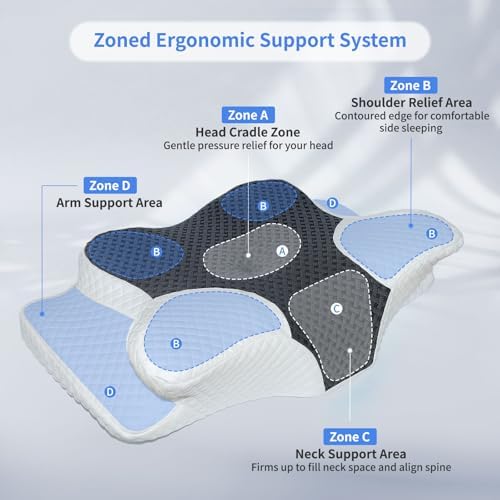 Cervical Pillow for Neck Pain Relief, Hollow Design Memory Foam Bed Pillow for Side & Back Sleepers, Ergonomic Contour Orthopedic Bed Pillow with Adjustable Support - Image 4