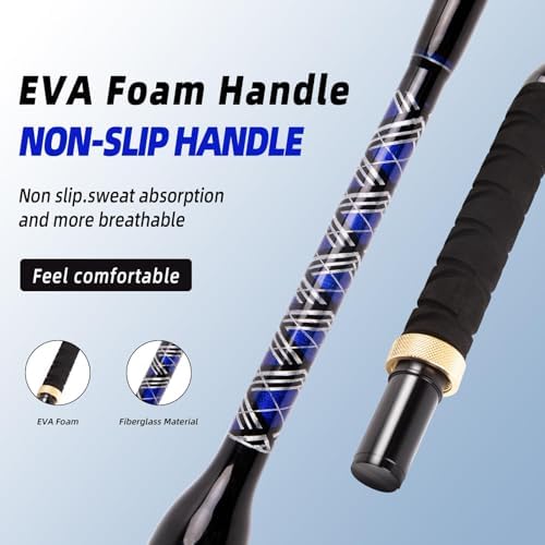Deep Sea Fishing Rod, Heavy Duty Bent Butt Trolling Rod with Roller Guides,Conventional Fishing Rod - Image 3