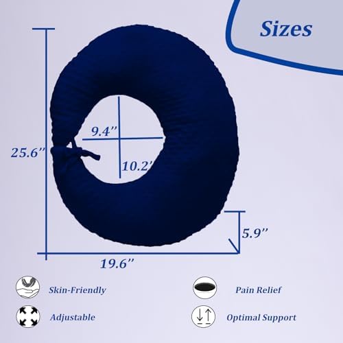 BBL Pillow After Surgery for Butt Sleeping, Brazilian Butt Lift Pillow Post Surgery Recovery for Sitting Sleeping Driving Donut Pillow for Woman Lumbar Back Cushion Seat Foam (Dark Blue) - Image 2