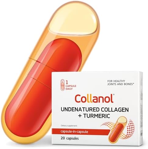 Collanol - Innovation in The Care of Healthy Joints – Liquid Formula in a Double Capsule. 3D Collagen + Micelle Extract of Turmeric Roots 1 Capsule/Day. Laboratory Tested by Collanol