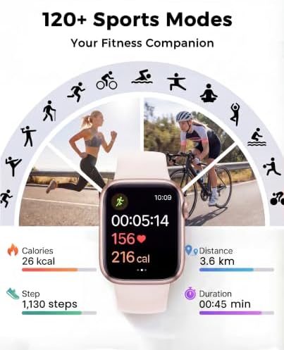 Smart Watch, Fitness Watch for Women Men with 24/7 Heart Rate/Blood Pressure Monitor,Pedometer, Sleep Tracker, 120+ Sport Modes, IP68 Waterproof Activity&Fitness Tracker Compatible with Android iPhone - Image 3