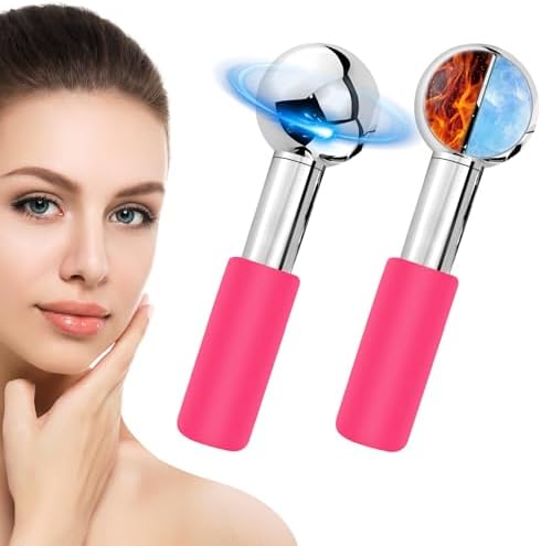 CGBE 360 Rotating Ice Globes for Face, Stainless Steel Facial Globes, Pink by CGBE