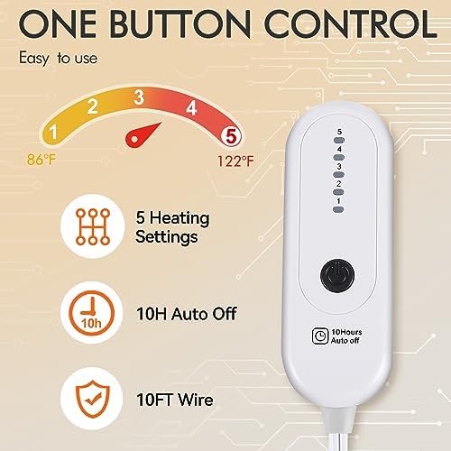 ESTINGO Heated Blanket Twin Size, 62"x84" Twin Size Electric Blanket with 5 Heating Levels & 10 Hours Auto Off, Fast Heating Blanket with ETL & FCC Certification for Bedroom Office Couch, Hunter Green - Image 2