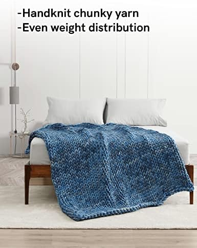 YnM Weighted Blanket, Handmade Chunky Knitted Design, Soft and Cozy, Temperature Regulating and Breathable, Machine Washable Throw for Sleep or Home Decor (White, 60x80 Inch, 20lbs) - Image 2