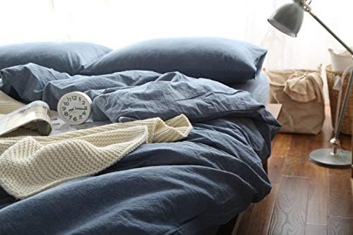 F.Y.Dreams 100% Washed Cotton Duvet Cover for Weighted Blanket 48x72 inches with 16 Ties,Zipper on Long Side/Demin Blue/Just Duvet Cover - Image 6