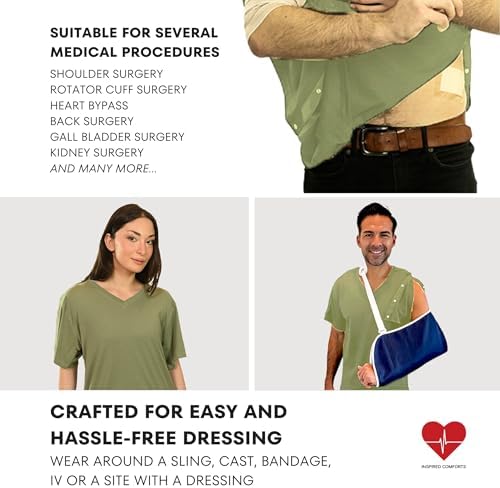Inspired Comforts Unisex Post Surgery & Rehab V Neck Dual Access Snap Shirt - Image 3