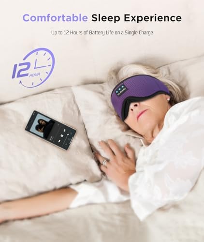 LC-dolida Sleep Headphones, Sleep Mask Bluetooth Wireless Music Eye Mask, Sleeping Headphones for Side Sleepers Sleep Mask with Bluetooth Headphones Ultra-Thin Stereo Speakers Perfect for Sleeping - Image 6