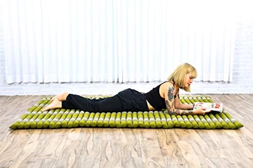 Leewadee - Foldable Floor Mattress - Japanese Roll Up Futon -Trifold Tatami Mat- Guest Floor Bed - Camping Mattress - Thai Massage Mat, Kapok Filled, 75 x 57 inches, Green - Image 2