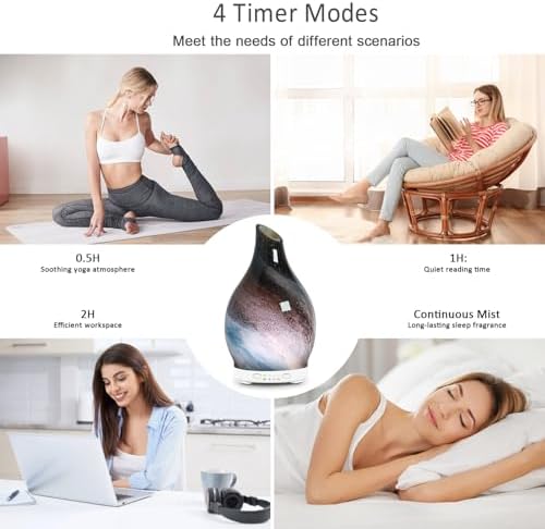 Essential Oil Diffuser 120ML Glass Aromatherapy Diffuser with 4 Timer Settings & 7 Color Changing Lights, Auto Shut-Off, Ultra Quiet Oil Diffuser for Home, Office, Yoga, Spa - Image 5