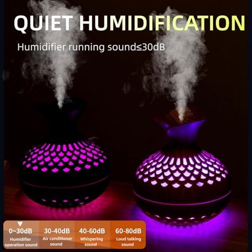 Colorful Cool Mini Humidifier, Flower Shape USB Personal Desktop Humidifier for Car, Office Room, Bedroom,etc. 2 Mist Modes, 7 colors,Super Quiet (Darkwood) - Image 2