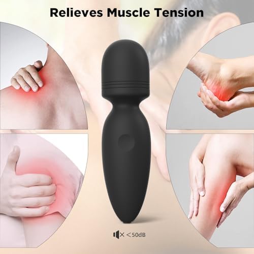 Fuwyiy Mini Massager Tools,Small Waterproof Cordless Handheld Massager with 10 Vibration Modes, Personal Handheld Massager for Back（Black） - Image 2