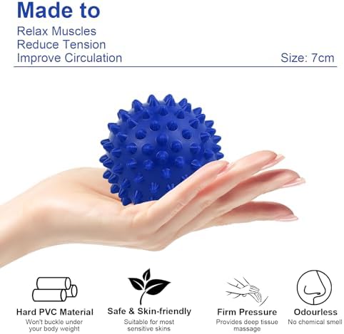 Physical Massage Therapy Ball Set: Lacrosse & Spiky Ball Set for Stress Relief, Muscle Therapy, Myofascial Release, Portable Pain Relief Tool for Gym Office Home Use (Blue-Blue) - Image 3