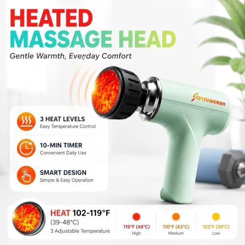 Massage Gun with Heat, Powerful Warming Massage, Home & Travel,Green - Image 2