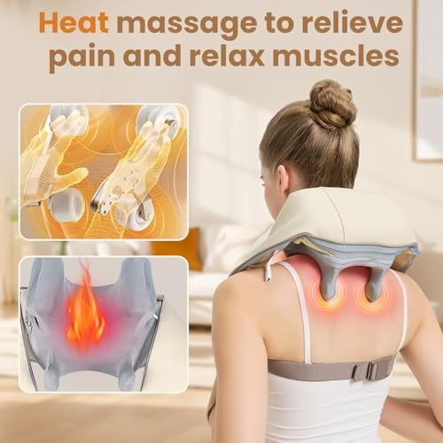 4D Wireless Deep Tissue Kneading Neck Massager with Heating Function, Shiatsu and Shoulder Massager Pillow,Back and Leg Pain Relief, Body Muscle Pain Relief, Perfect Gifts for Men Women. - Image 5