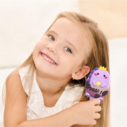 Toddler Detangler Brush - Mini Massage Brush for Kids with Air Cushion - For Thin Hair of Boys and Girls - Purple - Image 6