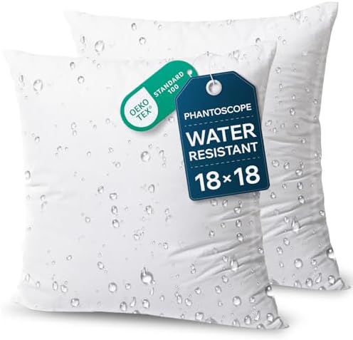 Phantoscope Outdoor Pillows Waterproof 18x18 Outdoor Pillow Inserts 2 Pack by Phantoscope