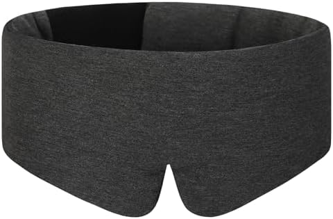 ALASKA BEAR Wraparound Style Organic Cotton Eye Mask with Padded Nose, Big Wide Headband and Large Coverage Ear Muff Sleeping Mask with Bottom Flap for Full Blackout, Dark Grey by ALASKABEAR