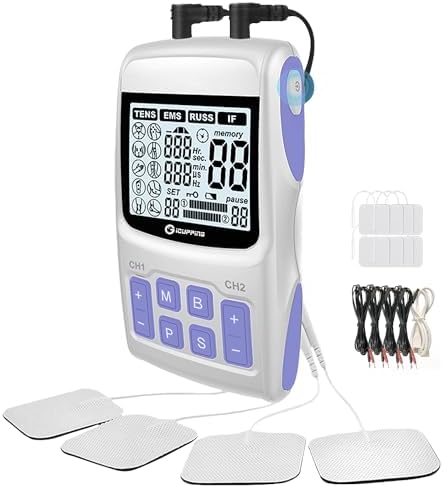 TENS Unit Muscle Stimulator - 8 Electromagnetic Massage Cups for Deep Tissue Back Pain Relief, Joint Therapy & Muscle Stimulation, Includes EMS & Cupping Therapy Sets by ICUPPING