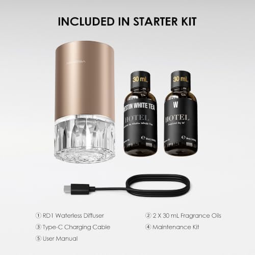 Airversa RD1 Waterless Essential Oil Diffuser Starter Kit, Titanium - Image 5