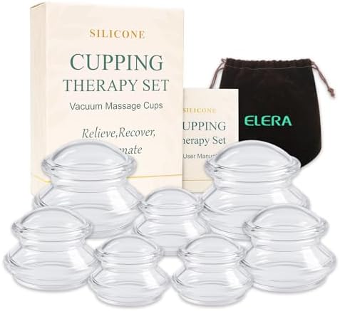 ELERA Silicone Cupping Therapy Set, Professionally Chinese Massage Cups for Cupping Therapy and Cellulite Reduction (7 Cups) by ELERA
