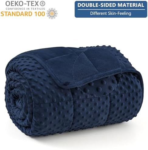 Topcee Weighted Blanket King Size (20lbs 80"x87"), Minky Dots Heavy Blanket for Woman, Man Sleeping, Soft, Cozy and Cooling Weighted Throw Blankets, Machine Washable, Blue - Image 3