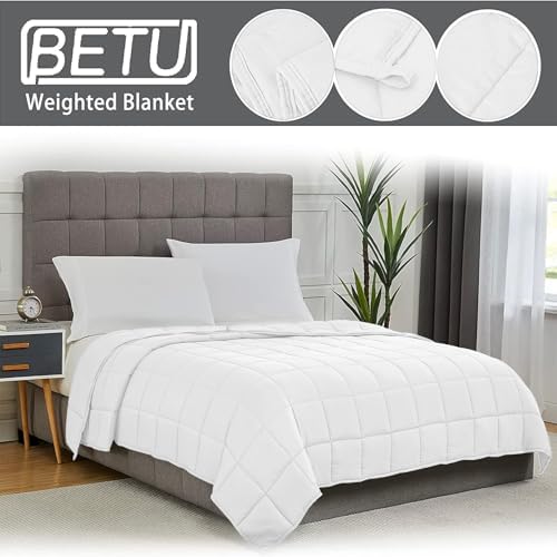 Weighted Blanket for Adults 15lbs, 48"x72", Twin Full Size Cooling Heavy Throw Blanket for 140-160lbs, Microfiber Soft Big Blankets Weighted Comforter, White - Image 3
