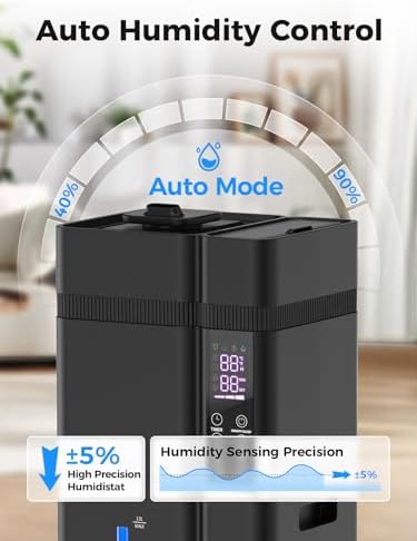 13L/3.43Gal Humidifier Large Room, 800ft² Coverage, 100H Runtime, Auto Humidity Control, Top Fill, Humidifiers for Bedroom, 35dB Quiet, Sleep Mode, Aroma Diffuser, 24H Timer, Auto Shut-off Protection - Image 4