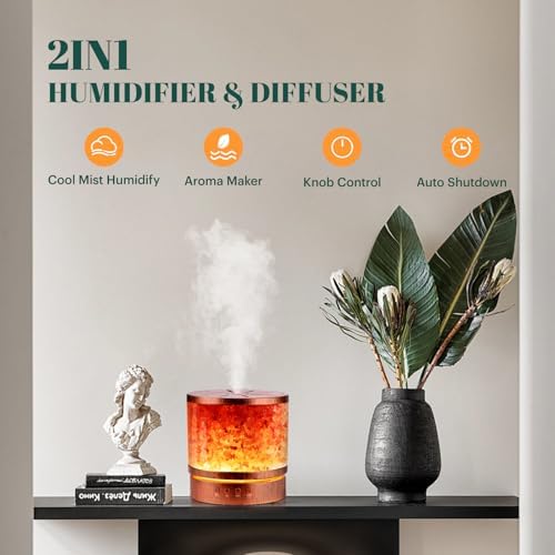 Essential Oil Diffuser Himalayan Salt Lamp Combo 400ml Ultrasonic Cool Mist with 7 Color Changing LED Perfect for Large Rooms Aromatherapy Diffuser Ideal Gift for Moms, Women, and Birthdays - Image 3