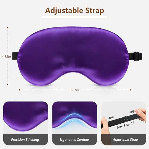 Sleep Mask Silk Eye Mask for Men Sleeping Mask, Adjustable Elastic Strap for Night Shading Sleep Mask, Soft and Comfortable for Both Men and Women (Purple) - Image 6