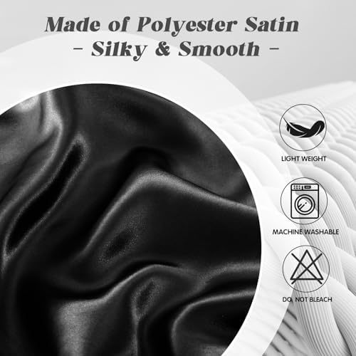 P Pothuiny Black Satin Cervical Pillow Case Cover 2-Pack with Zipper - Image 7
