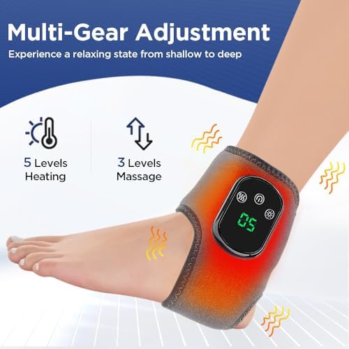 Portable Foot and Ankle Massager with Heat – 3-Speed Vibration & 5-Temperature Settings, Wireless for Pain Relief, Swelling, Plantar Fasciitis, Travel & Home Use (2) - Image 2