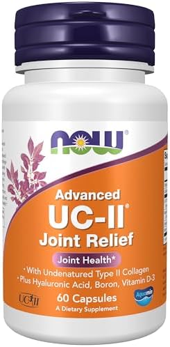 NOW Supplements, UC-II Advanced Joint Relief with Undenatured Type II Collagen, plus Hyaluronic Acid, Boron, Vitamin D-3, 60 Veg Capsules by NOW