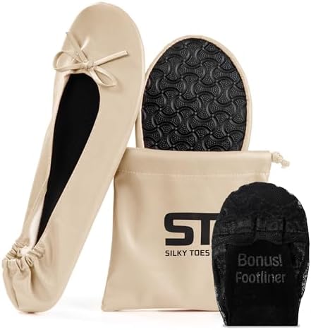 Foldable Flats for Women, Portable Ballet Shoes for Wedding &Travel Comfort by SilkyToes