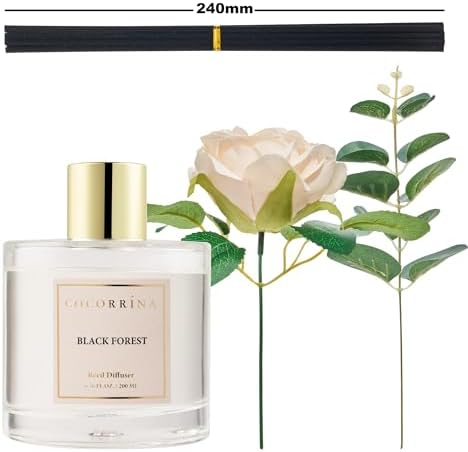 Cocorrina Reed Diffuser Set, Flower Reed Diffuser Black Forest 6.7 oz, Scented Diffuser with Sticks Home Fragrance Essential Oil for Bathroom Shelf Decor, Living Room, Large Room, 1pack - Image 5