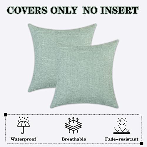 Kevin Textile Outdoor Waterproof 18”x18” Pillow Covers 2 Pack, Mint - Image 6