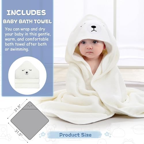 MoreFeel Collapsible Baby Bathtub for Newborn with Thermometer & 1 Hooded Towel & 1 Soft Floating Cushion,Portable Travel Bathtub with Drain Hole, Durable Foldable Baby Tubs for Infants to Toddler - Image 3