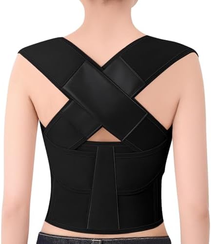Posture Corrector for Women and Men Back Brace Shoulder Straightener Hunchback Adjustable Support Upper Comfy Correction Upgraded Lightweight Hump Pain Relief Scoliosis Lumbar Spine Black XXX-Large by QualityFreedomEmpowerment