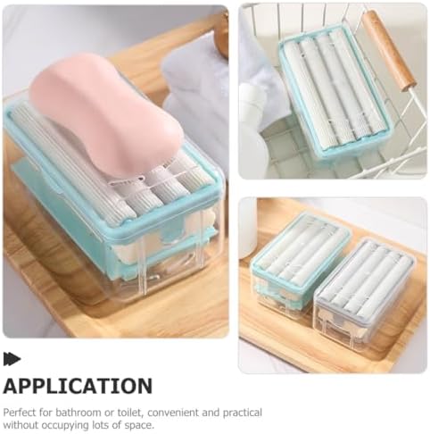 Sosoport Soap Foaming Box with Roller Non-Slip Plastic Soap Holder for Travel and Countertop Use 3pcs Set - Image 4
