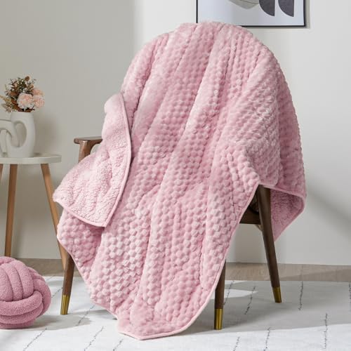 Fleece Weighted Blanket for Adults 60" x 80" 20lbs Fuzzy Blankets, Pink by WemoreDirect