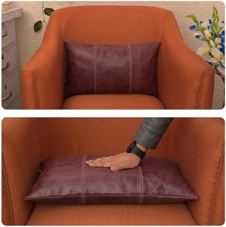 LL LEATHER LOVERS 100% Lambskin Leather Pillow Cover 16x24 Inch – Hand-Stitched Cushion Case with Hidden Zipper, Decorative Throw Cover for Sofa, Bed and Living Room - Pink Maroon Panel Pack of 2 - Image 6