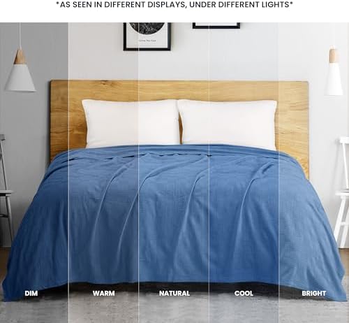 Utopia Bedding 100% Cotton Thermal Blanket Wedgewood King, 90x108 Inches - Image 4