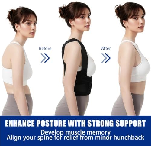 Posture Corrector for Women and Men - Adjustable Back Brace for Pain Relief - Enhances Posture and Provides Lumbar Support - Upper and Lower Back Straightener - Breathable Back Support (Large, Black) - Image 2