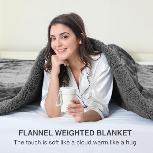 Aemicion Weighted Blankets Queen Size 20lbs for Adults,Soft Sherpa Fleece Heavy Weighted Blanket with Cozy Plush Flannel,Fluffy Warm Weighted Throw Blanket,60x80 inches,Dark Grey on Both Sides - Image 3