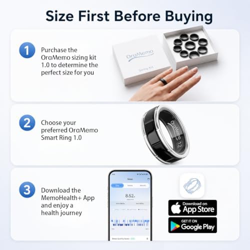 AI Smart Ring 1.0,Fitness Tracker for Men/Women,Gloss Black Size 12 - Image 2