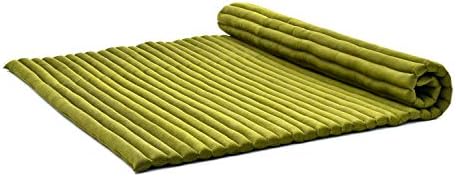 Leewadee - Foldable Floor Mattress - Japanese Roll Up Futon -Trifold Tatami Mat- Guest Floor Bed - Camping Mattress - Thai Massage Mat, Kapok Filled, 75 x 57 inches, Green by Leewadee