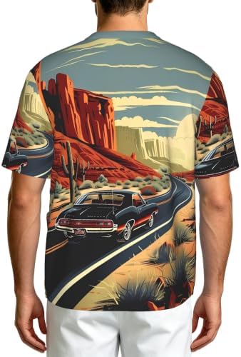 Men's Scrub Top,V-Neck Spill Wrinkle Resistant,3 Pockets-Route 66 Retro (5) - Image 2
