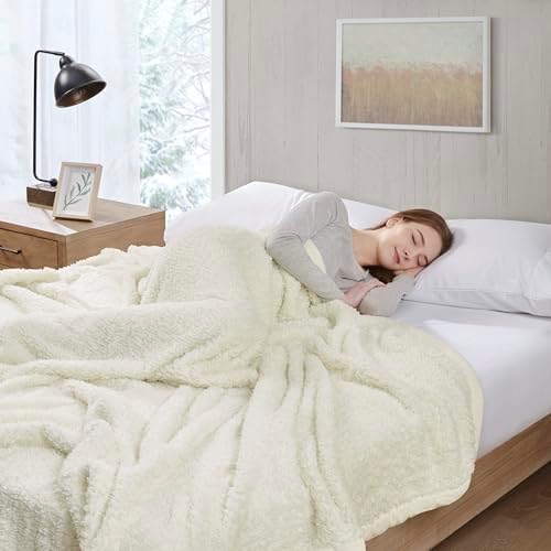 Woolrich Burlington Berber Blanket Super Soft, Cozy Lightweight Cover with Luxurious Velvet Binding, Modern Trendy All Season Bedspread Bedding-Set, King: 108x90, Ivory - Image 3