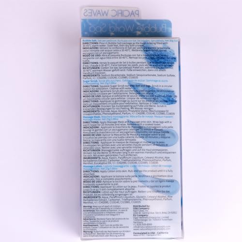 Pedicure Kit Foot Soak Set: Bubble Salt, Sugar Scrub, Massage Mask, Massage Lotion in a Box, 4 Step Foot Spa Kit for Dry Feet, Softens Calluses(1 Set Pacific Waves) - Image 7